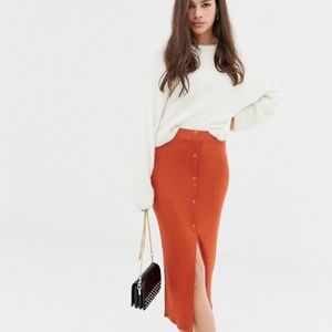 Make offer-ASOS Rip popper midi skirt. Color: Rust